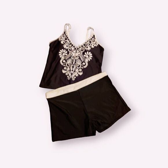 Tankini two piece Symmetrical Floral - Picture 1 of 5